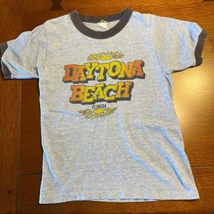LAST CHANCE! Vintage 1970s Daytona Beach ringer t-shirt, size medium.